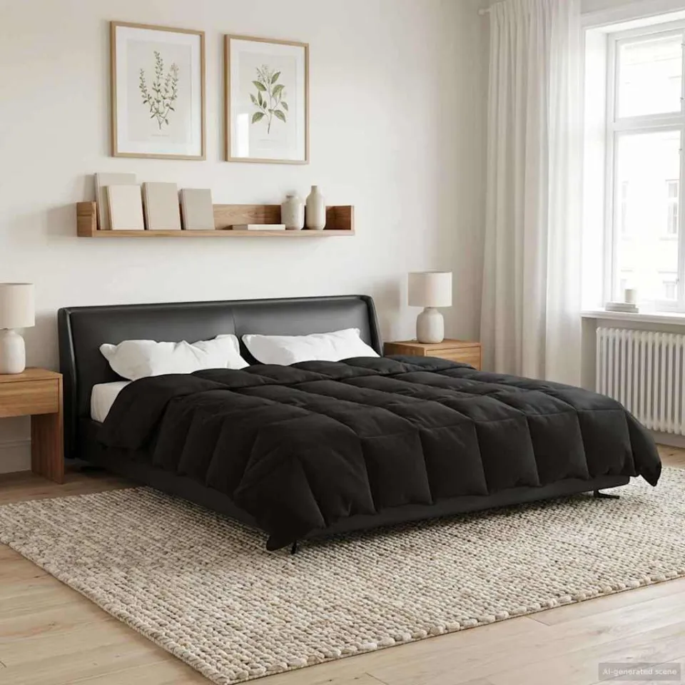 vidaXL Vol jaar dekbed 240 x 220 cm Microfiber (100% polyester) Zwart, foto 4