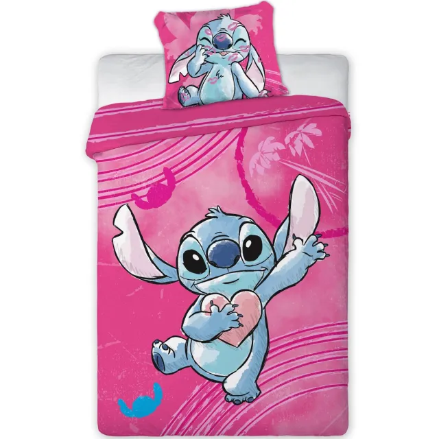 Disney Lilo & Stitch Dekbedovertrek Cute - 140 x 200 cm / 70 x 90 cm - Katoen Roze
