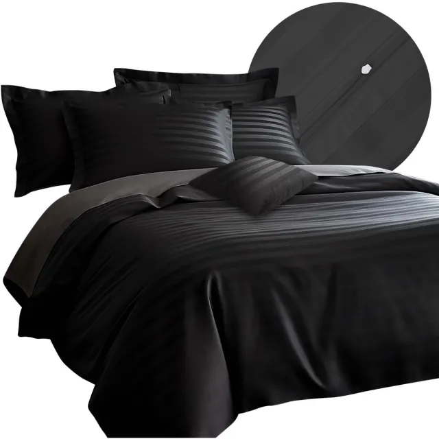 Darymex Bamboo - Dekbedovertrek set (4-delig) - 50% Bamboe / 50% Katoen-Satijn - 140x200 cm - Zwart Streep