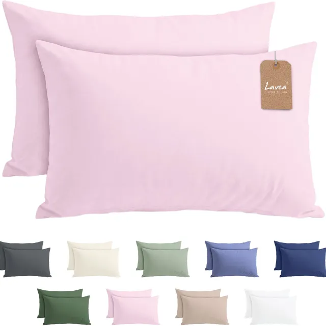 lavea Set van 2 Kussenslopen - 50x70 - 100% Microvezel - Zachte en Adememende Kussenhoezen, OEKO-TEX® Gecertificeerd - Roze