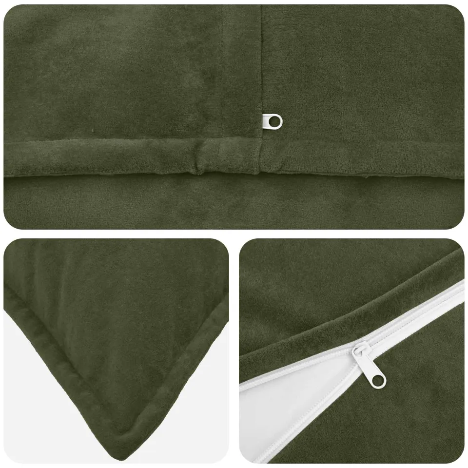 vidaXL Kussensloop 2 st HOUTEN Groen 80 x 80 cm Microfiber Fleece, foto 4