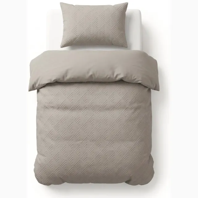 Sleeptime Modern Geo 3D Dekbedovertrek - Inclusief 1 Kussensloop - Taupe Grijs