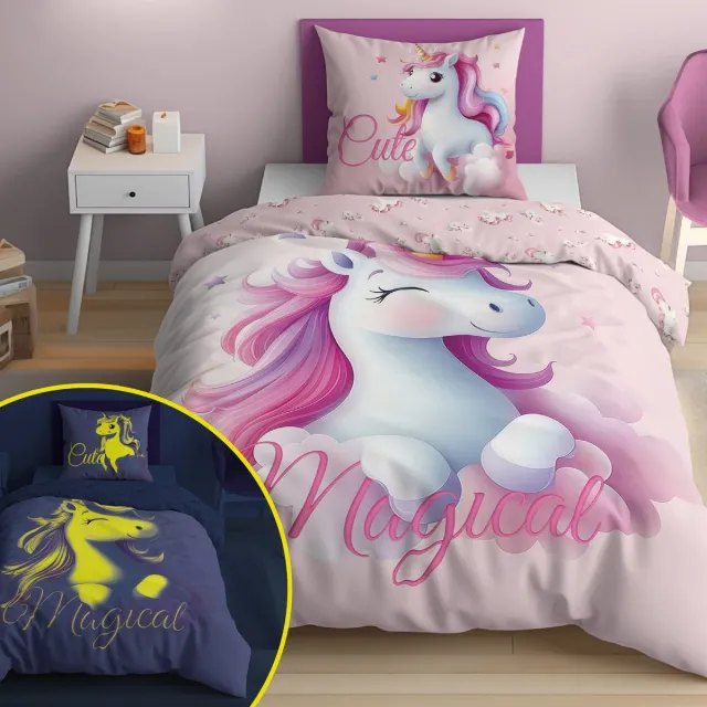 Unicorn Dekbedovertrek GroteKussensloop Duurzaam Katoen multicolor