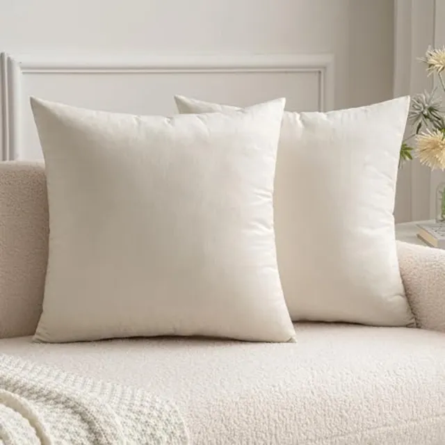 Miulee Set van 2 fluwelen kerstkussenhoezen, decoratieve sierkussens, bankkussens, lendenkussens, sierkussenhoes met verborgen rits, bank, slaapkamer, 20x20 inch, 50x50 cm, crèmewit