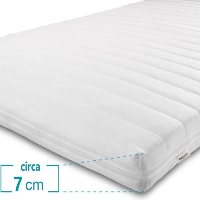 Easy Bedden Topmatras - 100x210 - Topper HR Koudschuim - Medium hardheid - Hybrid - Topdekmatras - circa 7 cm - Afritsbaar Wasbaar Tijk - Orthopedisch - Anti-allergisch - Topper Hotel XL - Anti Bacterieel - CertiPUR® en Okoetex gecertificeerd Wit