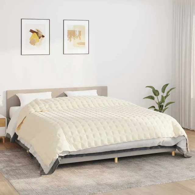vidaXL Verzwaringsdeken 220x260 cm 11 kg stof lichtcrèmekleurig crème, foto 2