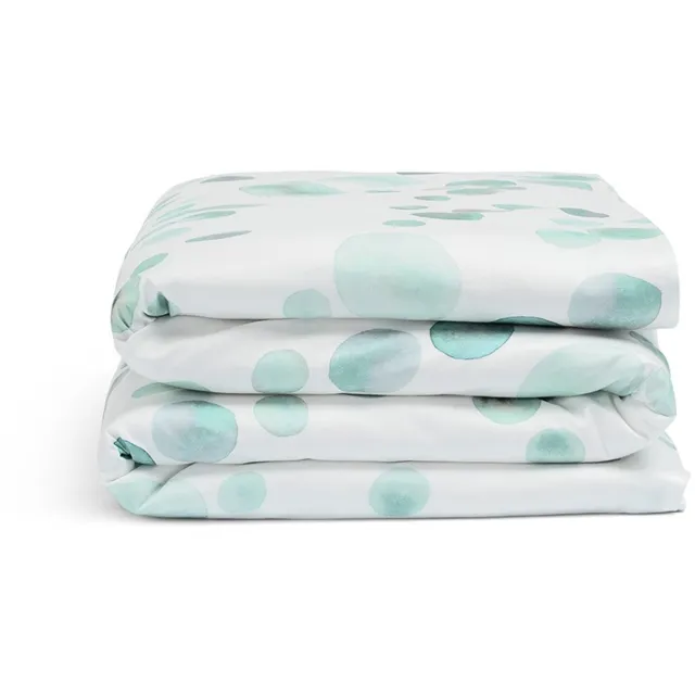 Yumeko kinderdekbedovertrek katoensatijn watercolor dots zeegroen - Biologisch & ecologisch Watercolor Dots Sea Green