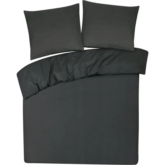 DoubleDry Dekbedovertrek met ritssluiting - 100% katoen - 3-delig 200x200 + 2 stuks kussensloop 80x80 - antraciet