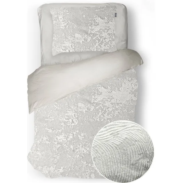 Eleganzzz Dekbedovertrek 3D Embossed Velvet Wave - Off White - Dekbedovertrek 140x200/220cm - Velvet Dekbedovertrek - 100% Velvet - Eenpersoons dekbedovertrekken - Effen Dekbedovertrek