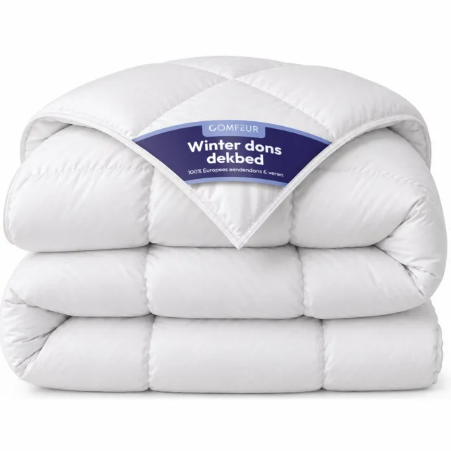 Comfeur Winterdekbed - Luxe donsdeken met Europees Eendendons - Halfdons Dekbed - Ademend Winter Dekbed - Tweepersoons 200x200 cm Wit