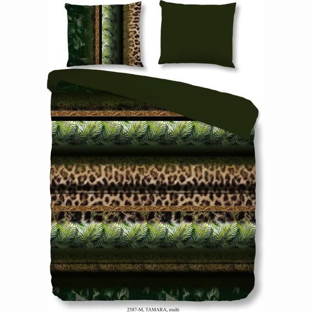 Pure Dekbedovertrek "luipaardprint en bladeren" - Groen - (200x200/220 cm) - Microfiber Green