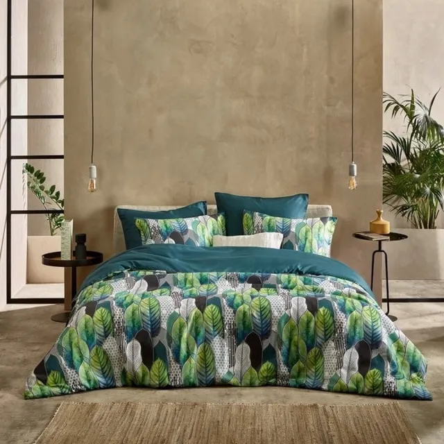 De Witte Lietaer Dekbedovertrek Katoen Satijn Rue - Lits Jumeaux - 240 x 220 cm - Groen