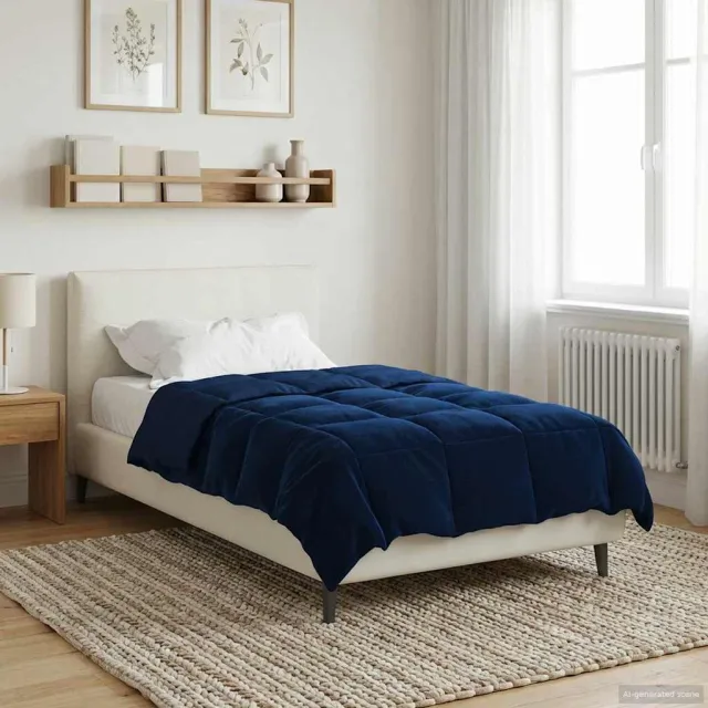 vidaXL Winter Dekbed 140 x 220 cm Winter Microfiber (100% polyester) Blauw