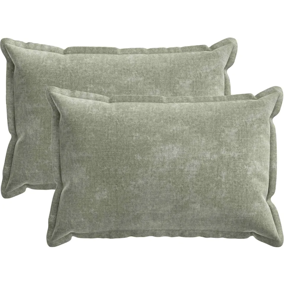 vidaXL Kussensloop 2 st HOUTEN Groen 50 x 70 cm Chenille Stof