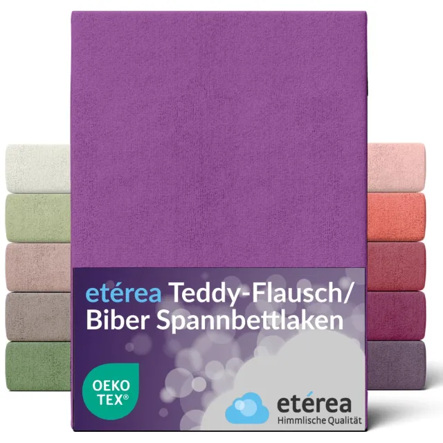 etérea Himmlische Qualität etérea Teddy pluizig Hoeslaken 140x200 - 160x200 cm - 80% Katoen 20% Polyester - Paars