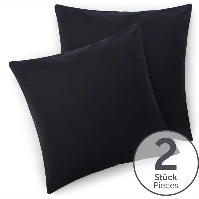 Blumtal Set Van 2 Kussenslopen - Superzachte Premium Jersey Kussenhoes - 100% Katoen - 40 x 40 cm - Zwart