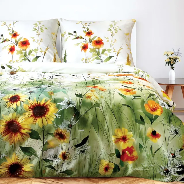 Darymex Satynlove Premium - Dekbedovertrekset - 100% Katoen Satijn - Zonnebloem Motief - Met Ritssluiting Multicolor