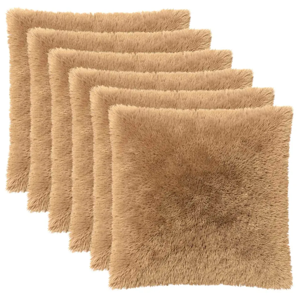 vidaXL Kussensloop 6 st HEERLEN Taupe 80 x 80 cm PV Fleece, foto 3