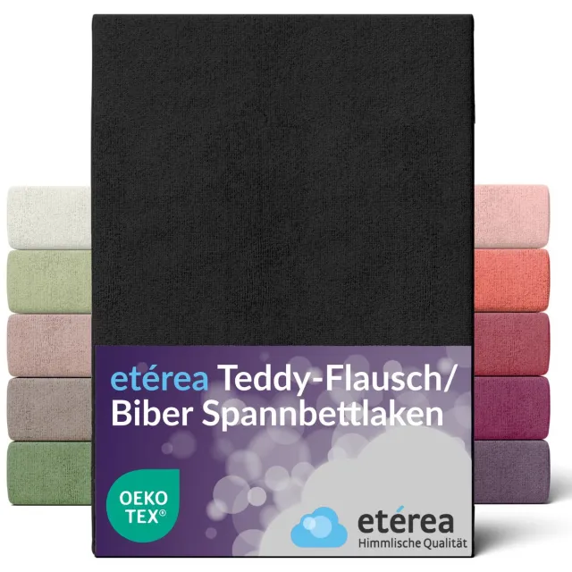 etérea Himmlische Qualität etérea Teddy pluizig Hoeslaken 180x200 - 200x200 cm - 80% Katoen 20% Polyester - Zwart