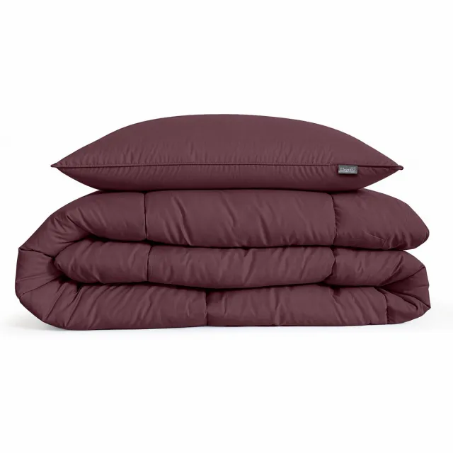Eleganzzz Eazy Dekbed zonder Overtrek Inclusief Kussensloop Bordeaux 140x200cm - Bordeaux Dekbed - Wasbaar Dekbed - Hoesloos Dekbed - All Year Dekbed - Eenpersoons Dekbed