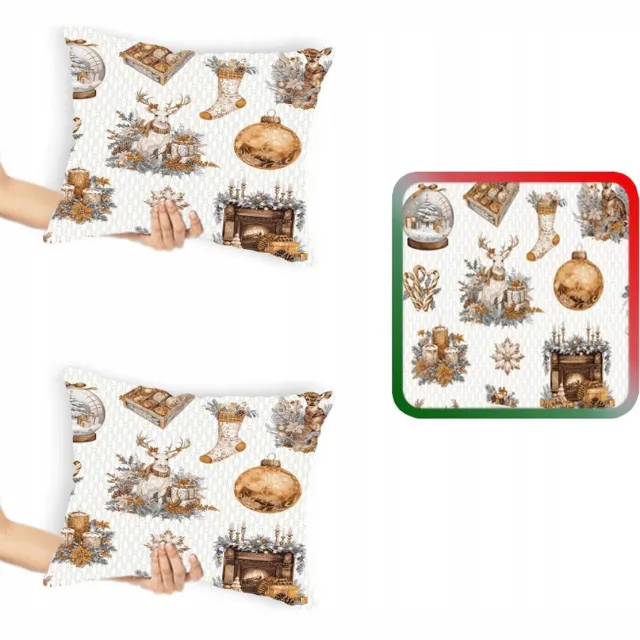 Designpremium Kerst Kussensloop Set - 2 stuks - 40x60 cm - Katoen Satijn Multicolor