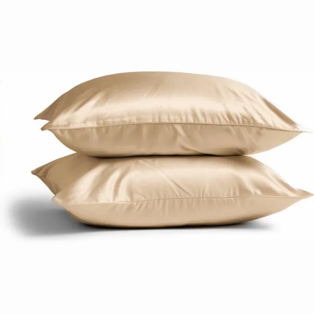 Silk Heaven 2x Zijden Kussensloop 80x80cm Donker Champagne Hotelsluiting 19 Momme - Kussensloop set - Luxe Silk Kussensloop 100% moerbei zijde - Zijde kussensloop - Silk Heaven - 80x80cm / Hotelsluiting