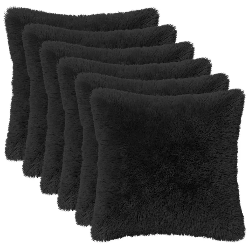 vidaXL Kussensloop 6 st HEERLEN Zwart 40 x 40 cm PV Fleece, foto 3