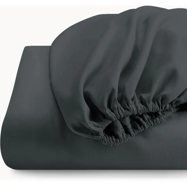 Y-not® Y-NOT - Hoeslaken - Mat Satijn Beyond Dreams Antracite - 180x200+30 cm - Donker Grijs