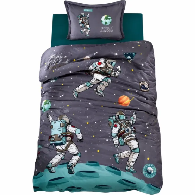 decoware Kinderdekbedovertrek Space 140x220 cm - Katoen - Eenpersoons - Ruimte Thema - Met Kussensloop Multi