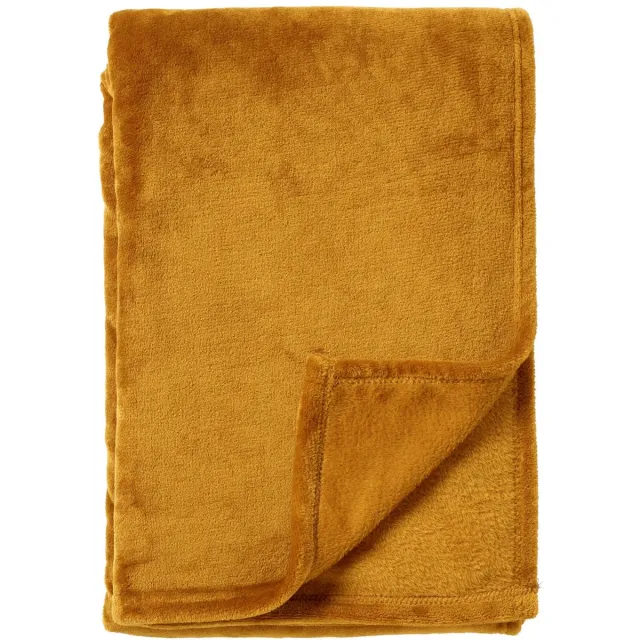 Dutch Decor OWEN - plaid 130x160 cm - coral fleece deken - heerlijk zacht - Chai Tea - geel Mosterd