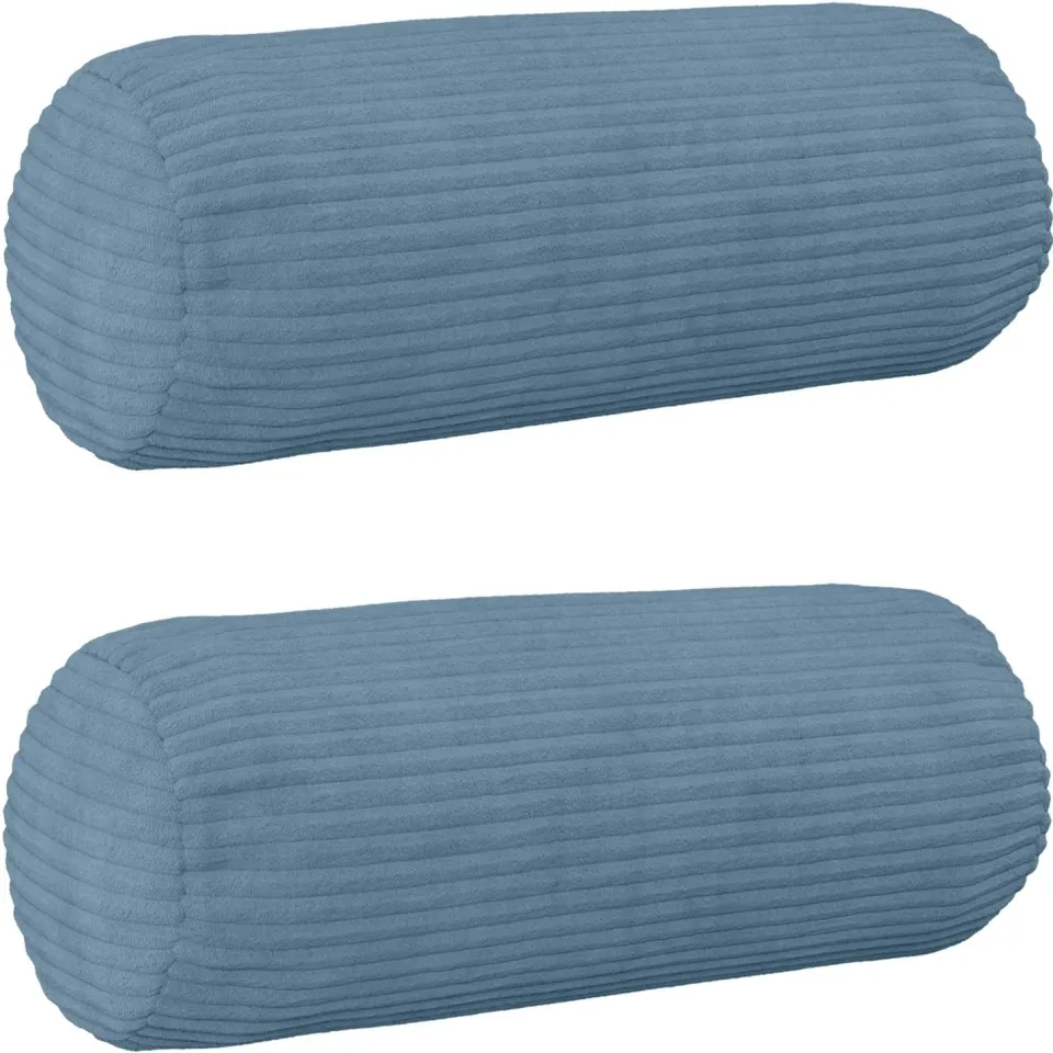vidaXL Kussensloop 2 st HEERLEN Blauw Dia. 15 x 40 cm corduroy, foto 3