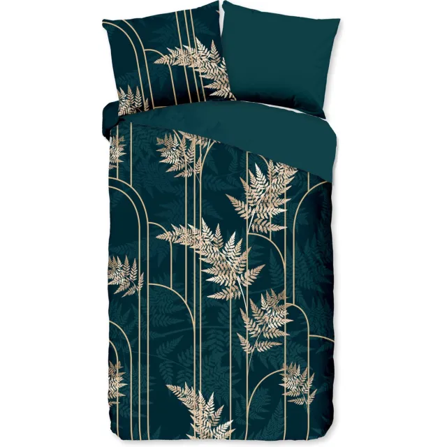Pure dekbedovertrek gouden bladeren - 1 persoons 140x200/220 cm - Groen - Microvezel Green