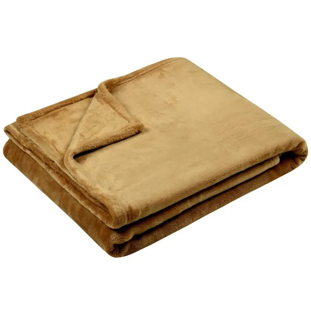 Stof Textiles Plaid/bankdeken Maribelle - camel bruin - 130 x 160 cm - polyester fleece - 1 persoons