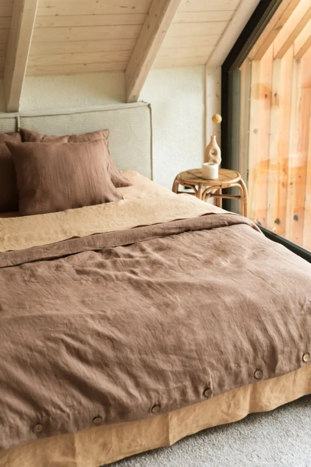 AmourLinen unisex vegan Beddengoedset Linnen Rosy Brown Lichtbruin