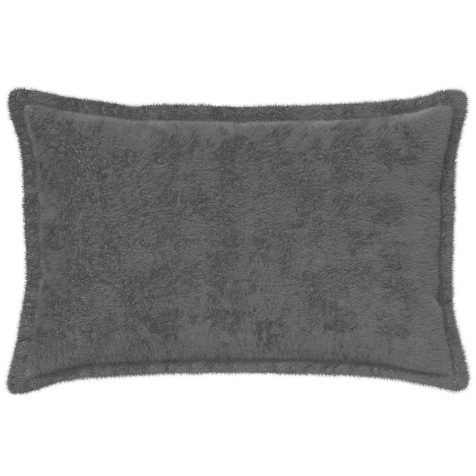 vidaXL Kussensloop 6 st HOUTEN Donkergrijs 50 x 75 cm Nep Konijnenbont