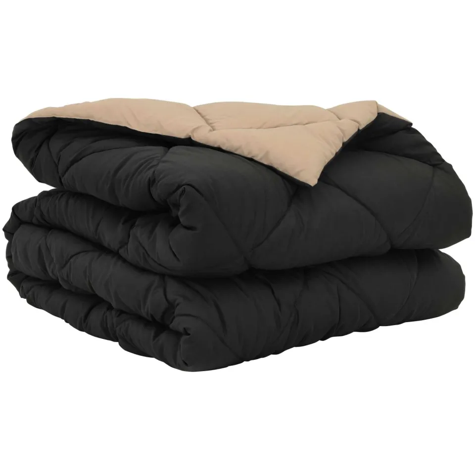 vidaXL Zomer Dekbed 200 x 155 cm 200 gsm Microvezel Zwart en Taupe, foto 3