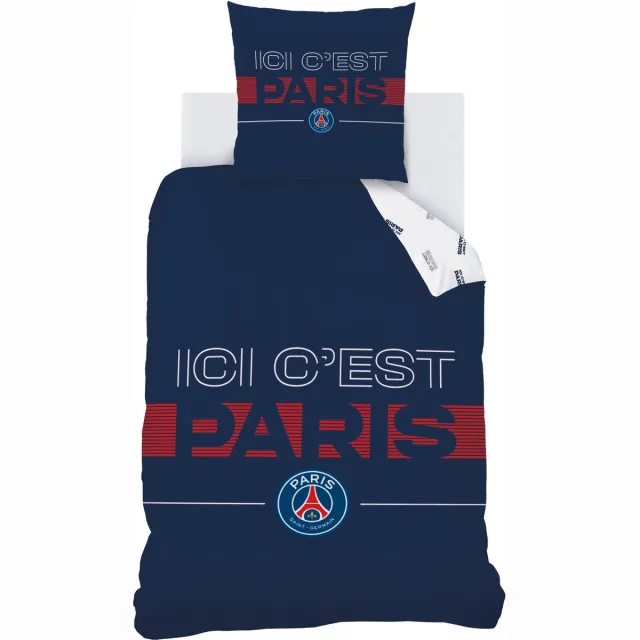 Paris Saint Germain Dekbedovertrek Devise - 140 x 200 + 63 x 63 cm - Katoen Blauw