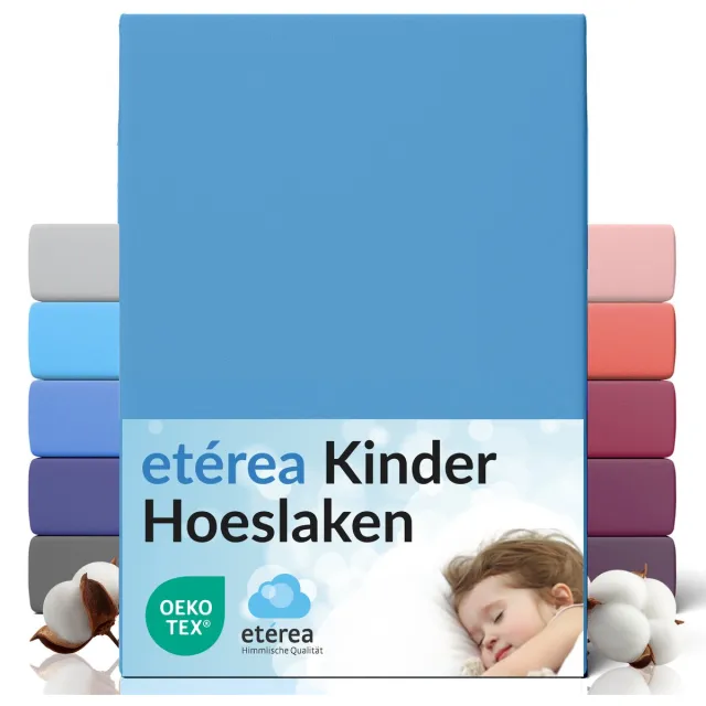 etérea Himmlische Qualität etérea Jersey Hoeslaken 60x120 - 70x140 cm Oekotex Made in Green - 100% katoen - Lichtblauw