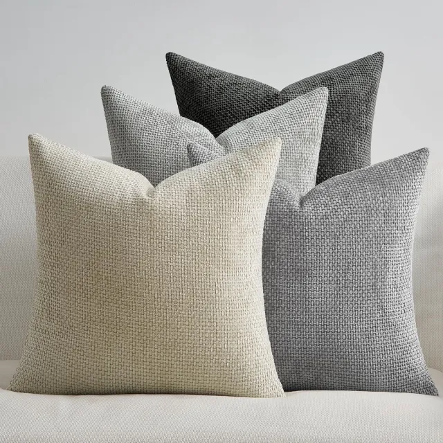 Ibenzoa Set van 4 Grijze Chenille Kussenslopen met Rotan Weefdesign voor Woonkamer grijs
