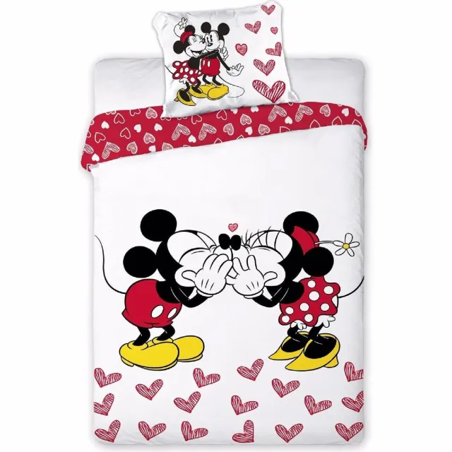 Minnie Mouse dekbedovertrek 140x200 cm + kussensloop 63x63 cm - Wit & Rood multi colour