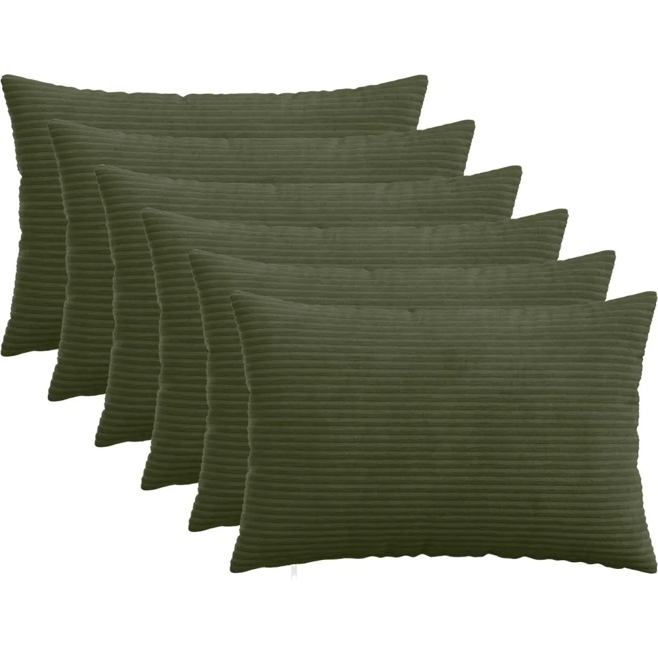 vidaXL Kussensloop 6 st HEERLEN Groen 40 x 60 cm corduroy, foto 3