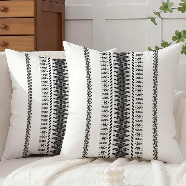 Ibenzoa Set van 2 fluwelen kussenhoezen in boho-stijl voor moderne inrichting wit
