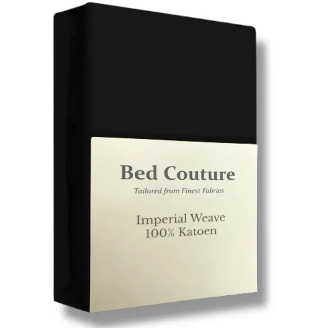 Bed Couture Hoogwaardig Hoeslaken van 100% Katoen - Eenpersoons 90x200cm - Hoekhoogte 30cm - Ultra Zacht en Duurzaam - Zwart