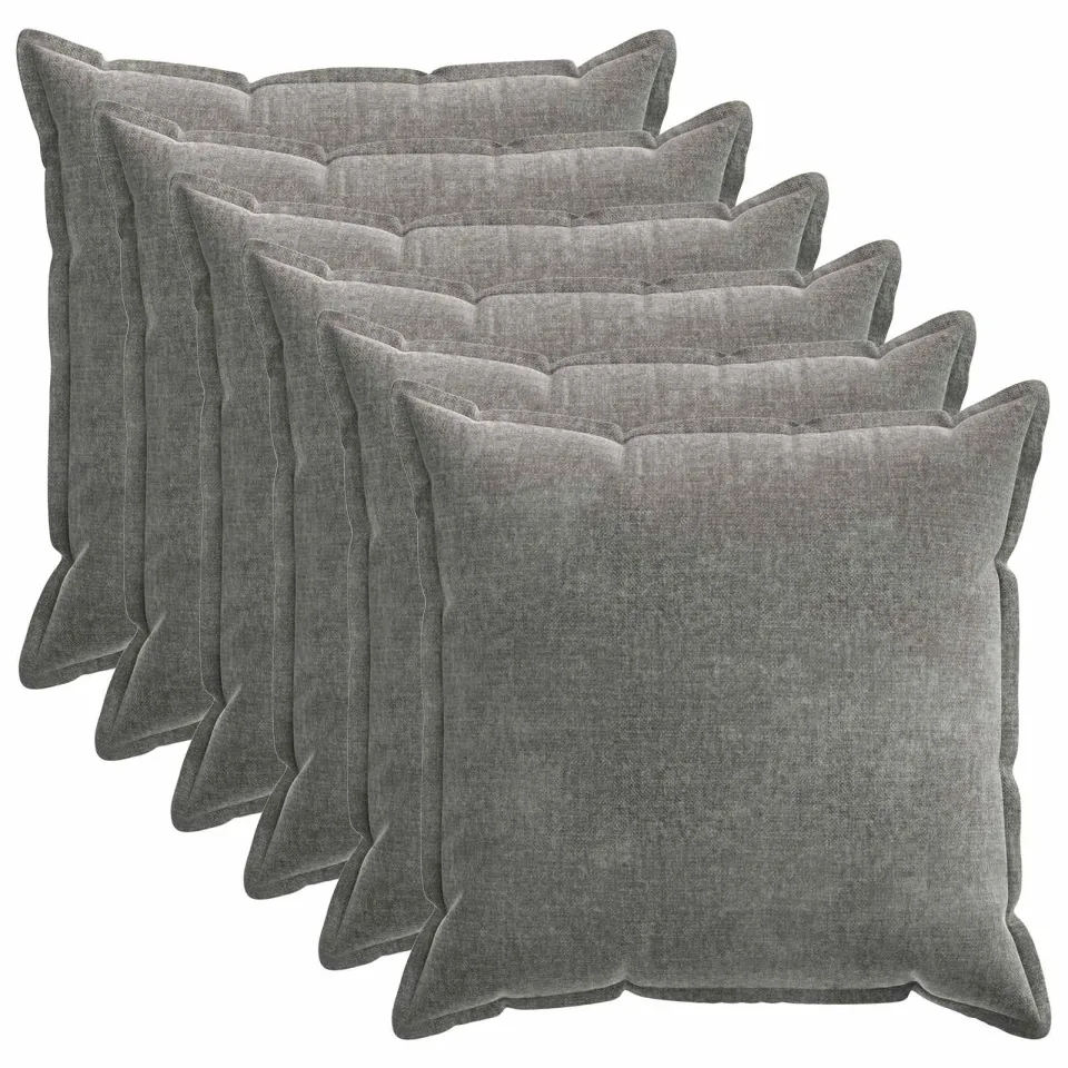 vidaXL Kussensloop 6 st HOUTEN Donkergrijs 70 x 70 cm Chenille Stof, foto 3
