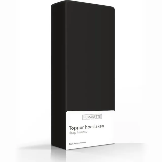 Romanette Luxe Verkoelend Katoenen Topper Hoeslaken - Zwart