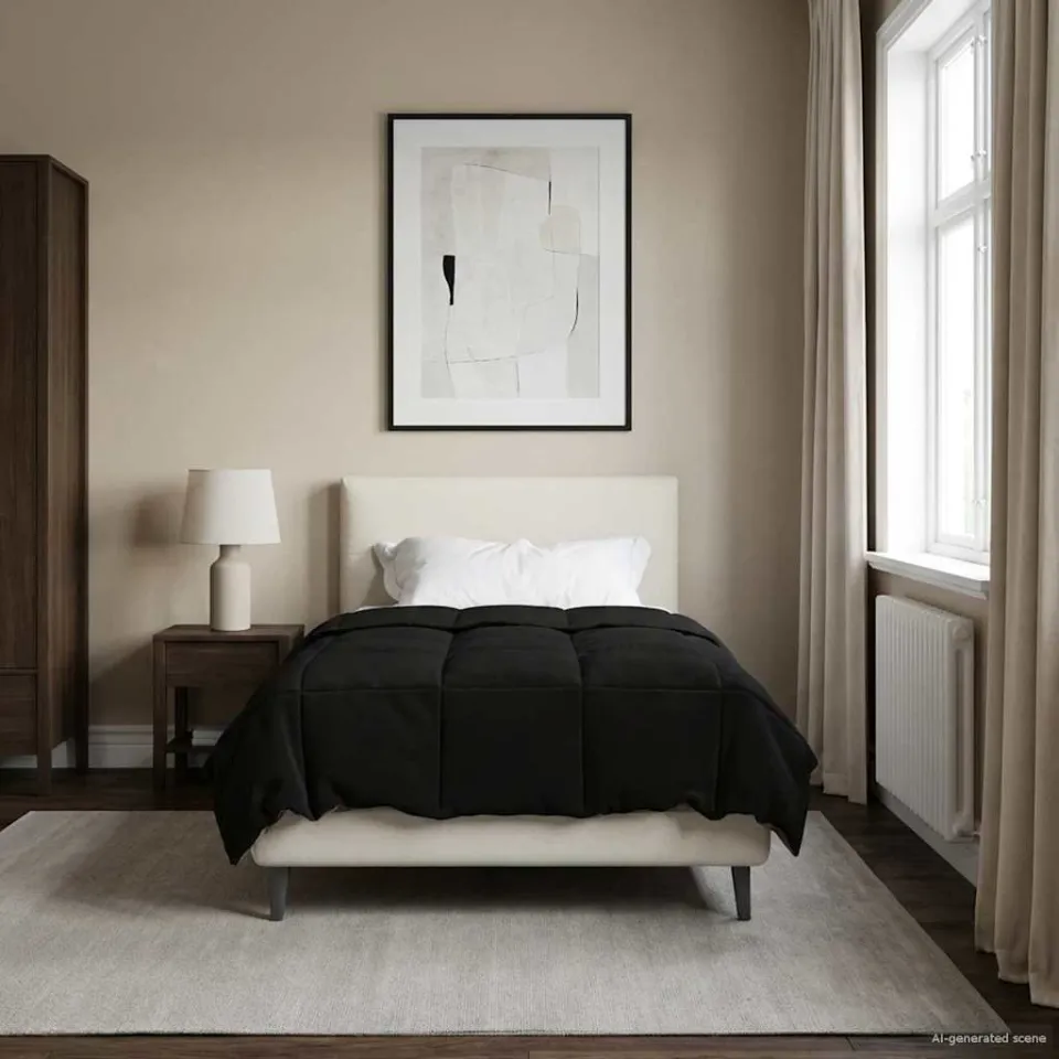 vidaXL Vol jaar dekbed 135 x 200 cm Microfiber (100% polyester) Zwart, foto 4