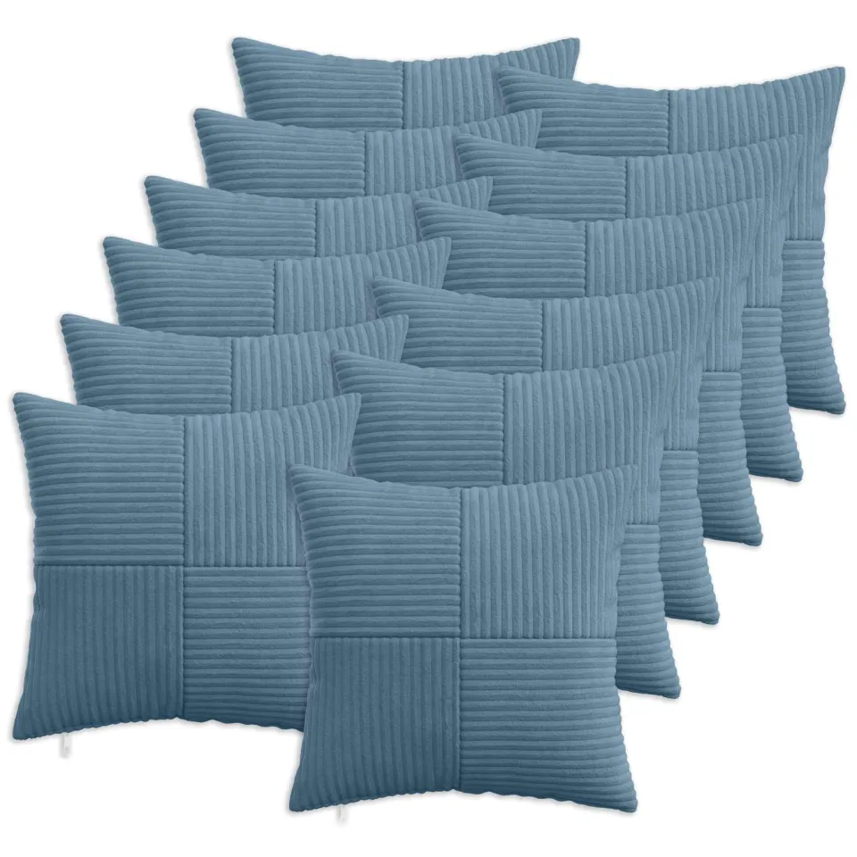 vidaXL Kussensloop 12 st ALMELO Blauw 45 x 45 cm corduroy, foto 3
