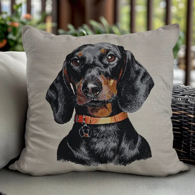 Gobelin Kussenhoes 45x45 cm - Schaduwrijke teckelprint Multicolor
