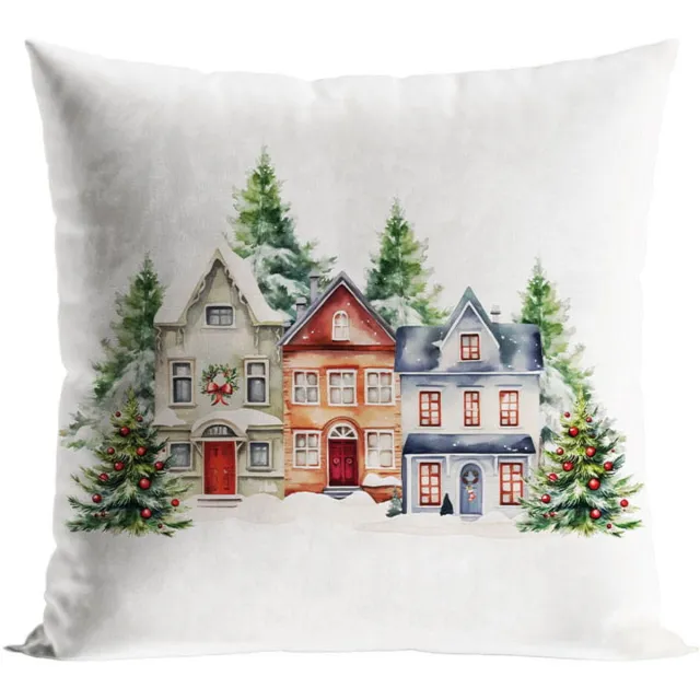 Markizeta Kerst Sierkussenhoes 40x40 cm Fluweel Winterdorp Wit