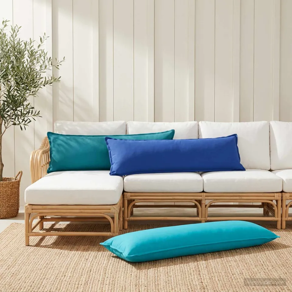 vidaXL Kussensloop HOUTEN Lichtblauw 40 x 145 cm Polyester blauw, foto 2